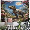 "Majestic Dinosaur Under Full Moon" Pattern Wall Hanging Tapestry Decorative Tapestry Home Decor for Bedroom and Living Room