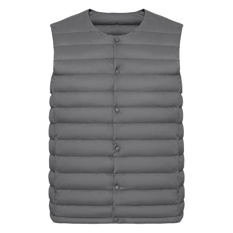 Men's 90% Down Solid Color V-Neck/Round Neck Vest Plus Size Jacket