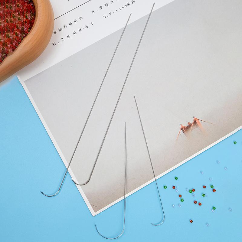 3ks/Sada Zakřivené Navlékací Jehly Nerezové Jehly do Navlékače Korálků Tenké Jehly na Korálky Pro Diy Řemesla Výrobu Šperků Šicí Potřeby