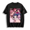 Trendy Anime Style Pink Character Print T-shirt Unisex Casual Loose Fit Daily Wear Top Pure Cotton T-shirt