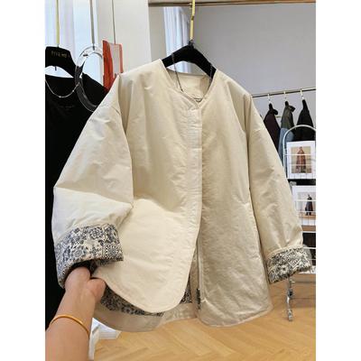 Vintage Style Round Neck Cotton-padded Clothes for Womens Autumn and Winter Latest Leisure Cotton-padded Jackets