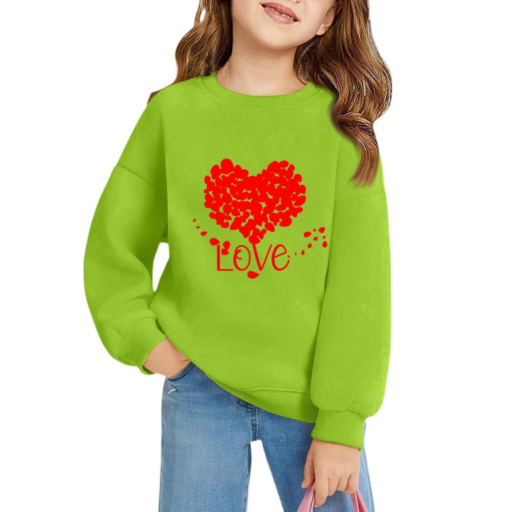 Mädchen Rundhals-Pullover für Kinder Bedruckte Baby-Oberteile Valentinstag