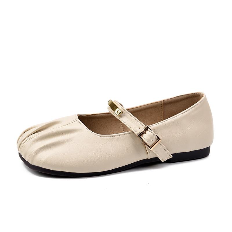 

Туфли Мэри Джейн на мягкой подошве, женские 2025, новые, на плоской подошве, в стиле колледжа, туфли-бини, одинарные туфли, лоферы в британском стиле 40 бежевый