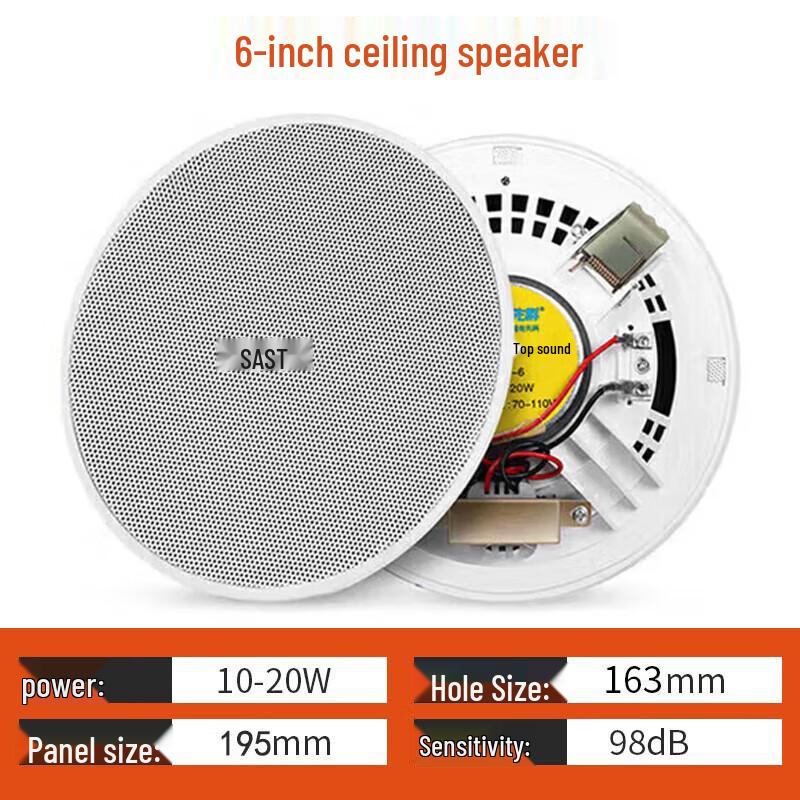 SAST S1-6 6-inch Commercial Fixed-Voltage Ceiling Speaker