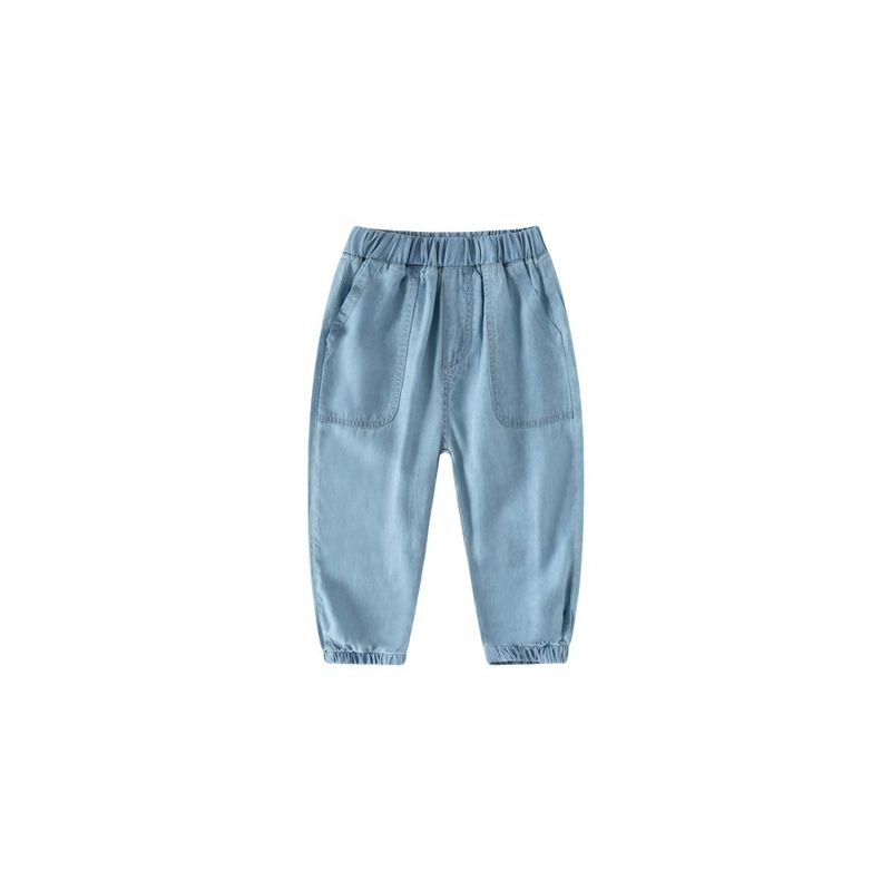 Boys' Pure Color Denim Children's Clothing Summer Children Casual Jogger Pants Mid Waist Anti Mosquito Pants Children's Thin Pants
