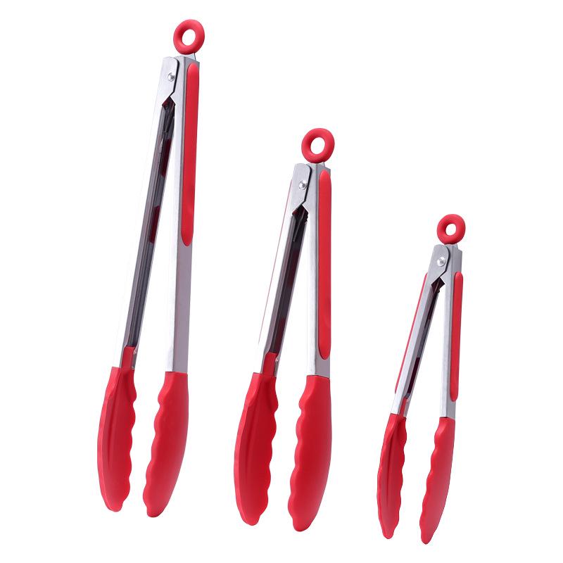 Cross-Border Stainless Steel & Silicone BBQ Grilling Tongs Set – 7", 9", 12"