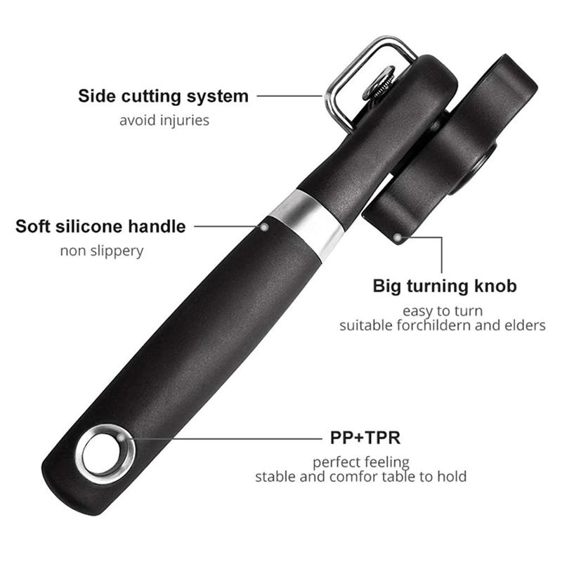 Safe Cut Can Opener, Smooth Edge Can Opener Handheld, Food Grade Stainless Steel Cutting Can Opener for Kitchen and Restaurant