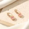 Golden Plated Red Heart Dangle Earrings for Women Hoop Earrings for Jewelry Wedding Party Accessories