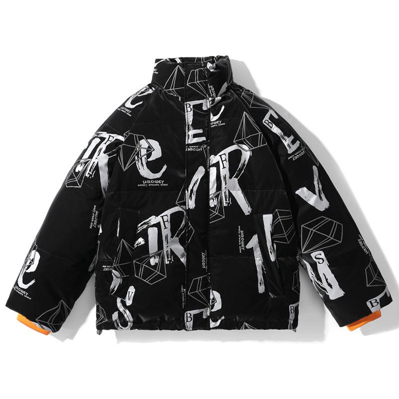 

Winter down jacket men s stand-up collar versatile thickened warm white duck down youth bread suit winter clothes men s top M