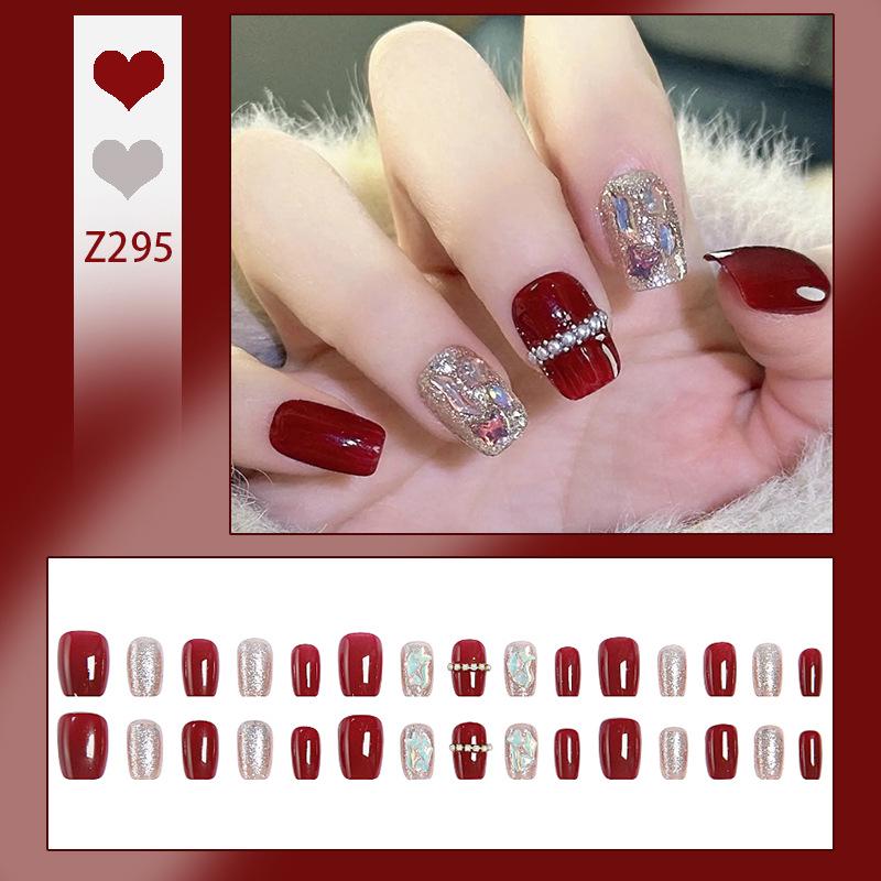 

Ангола Красный Глиттер Накладные Ногти: Высококлассные осенне-зимние отбеливающие наклейки для маникюра к Новому году Glue Version