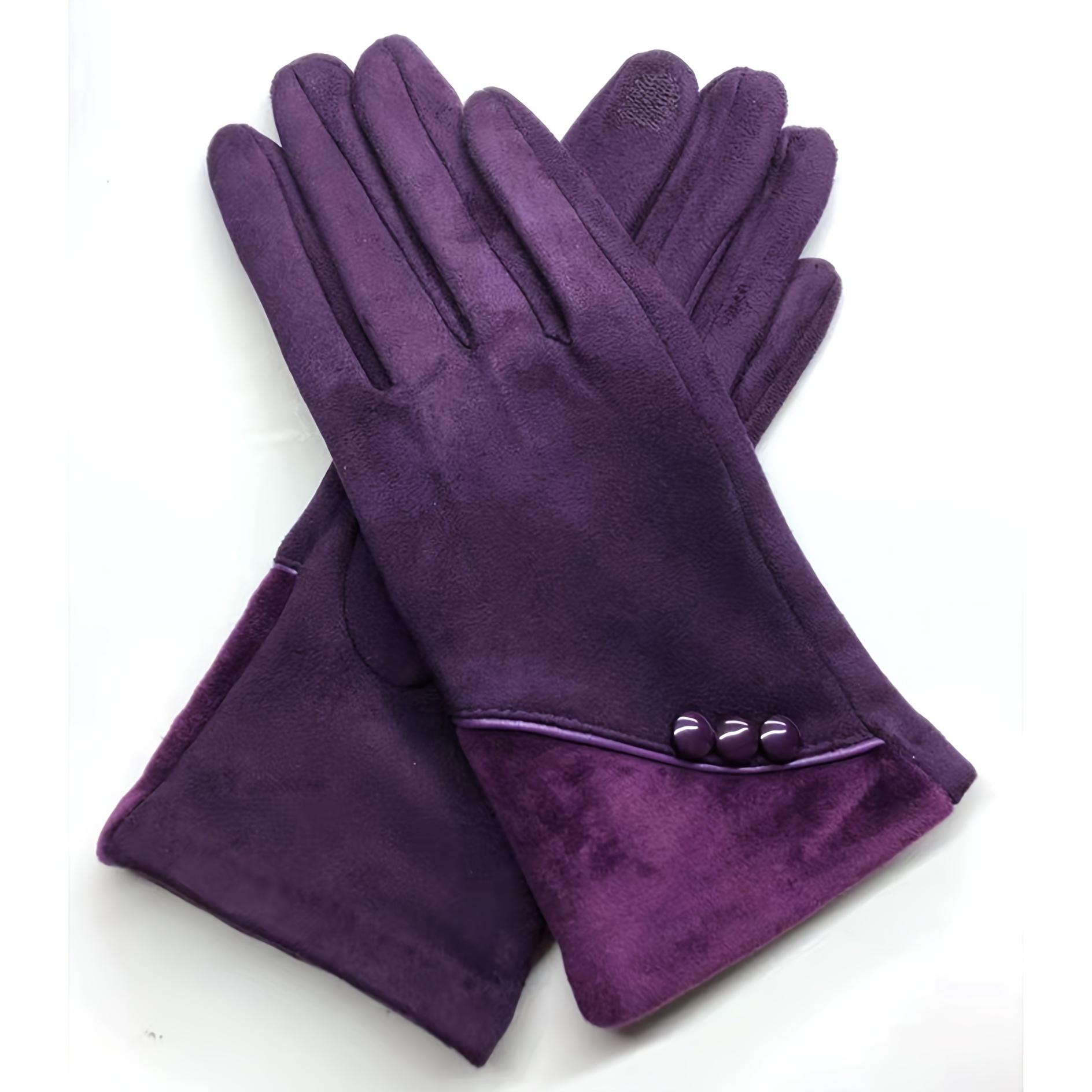 

Женские осенне-зимние флисовые перчатки для велоспорта с сенсорным экраном, однотонные, с вставками, перчатки для вождения, подарок на День благодарения, Рождество и День святого Валентина! Purple