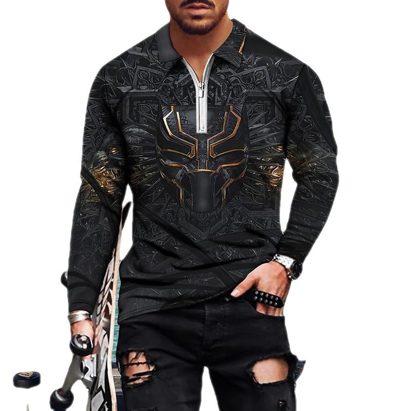 

Рубашки поло, мужские рубашки поло с длинным рукавом, модная маска лисы с принтом, новая мужская рубашка поло, футболка на молнии с длинными рукавами, топ