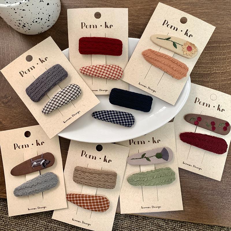 Nouvelle Épingle à Cheveux Florale Brodée pour Enfants Tissu Clip BB Frange Cassée Filles Femmes Coiffure Accessoires Outils de Coiffure