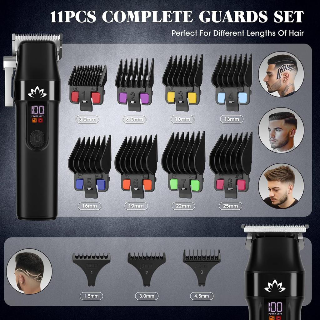 Suttik Hair Clippers for Men Cordless Hair Beard Trimmer Professional T-Blade Trimmer USB Rechargeable Hair Cutting Grooming Kit Barber Clippers