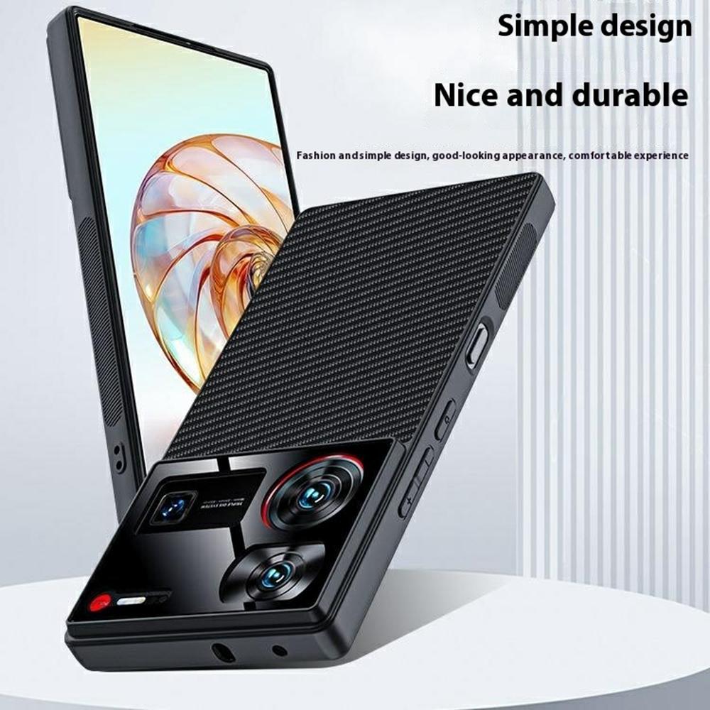 

For ZTE nubia Z60 Ultra Case Leather+PC Hard Phone Cover Carbon Fiber Texture Black/Yellow