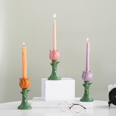 Simple And Creative Flower Ceramic Candle Holder Desktop Small Fresh Decorative Ornament Photography Props Gifts
