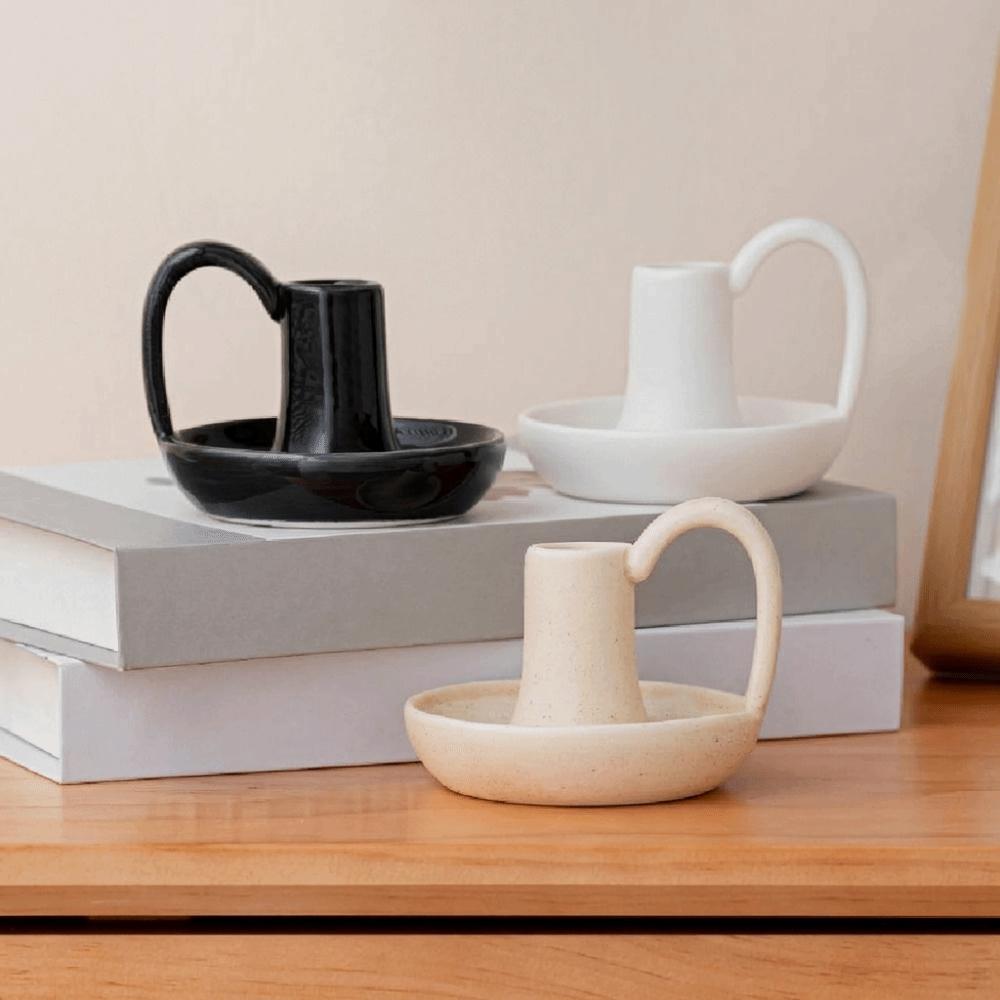 Elegant Tea Cup Candle Holder European Style Minimalist Candle Stands Ceramic Candlestick  Party
