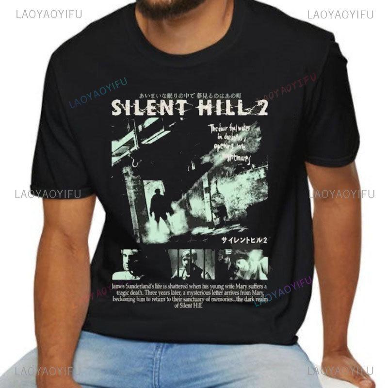 Silent Hill 2 Videogame Black Retro Gaming TShirt High Quality Pure Cotton Tees Personality Mans Clothing Casual Ropa Hombre