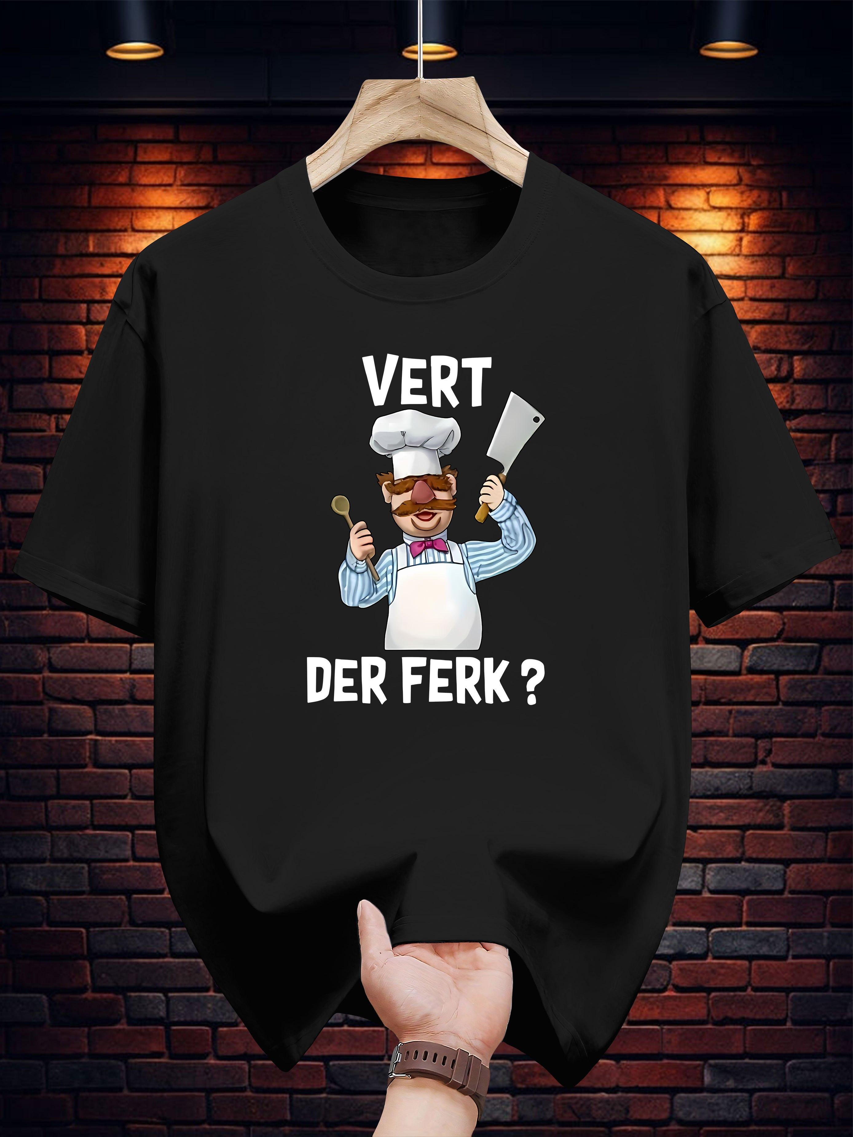 

Casual Short Sleeve T-shirt - VERT Der FERK Chef Graphic Tee M