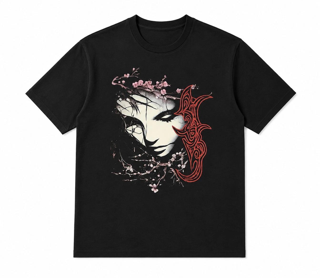Cyber Goth Anime T-Shirt Tribal Tattoo Graphic Tee Harajuku Grunge Manga Shirt 2XL