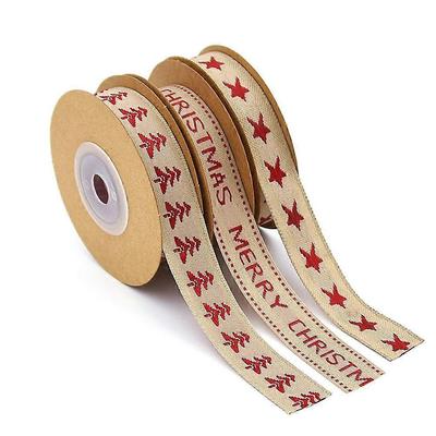 Baumwoll-Leinen-Bänder Weihnachtsbaum-Stil DIY-Zubehör für Weihnachtsfeier Heimdekoration Khaki 4501,5 cm 1 Packung