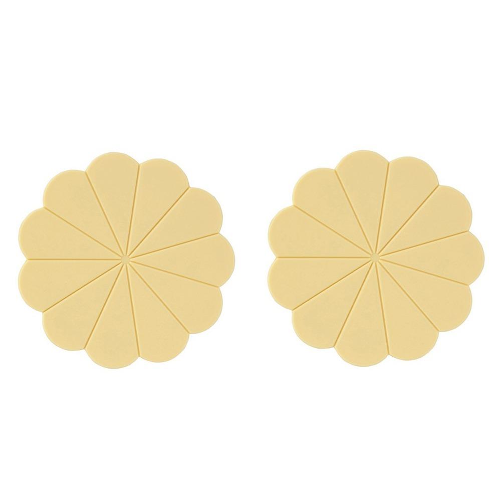 2PCS Heat Resistant Flower Shaped Silicone Mat Food Grade Pot Holder Water Cup Mat Dining Table жёлтый