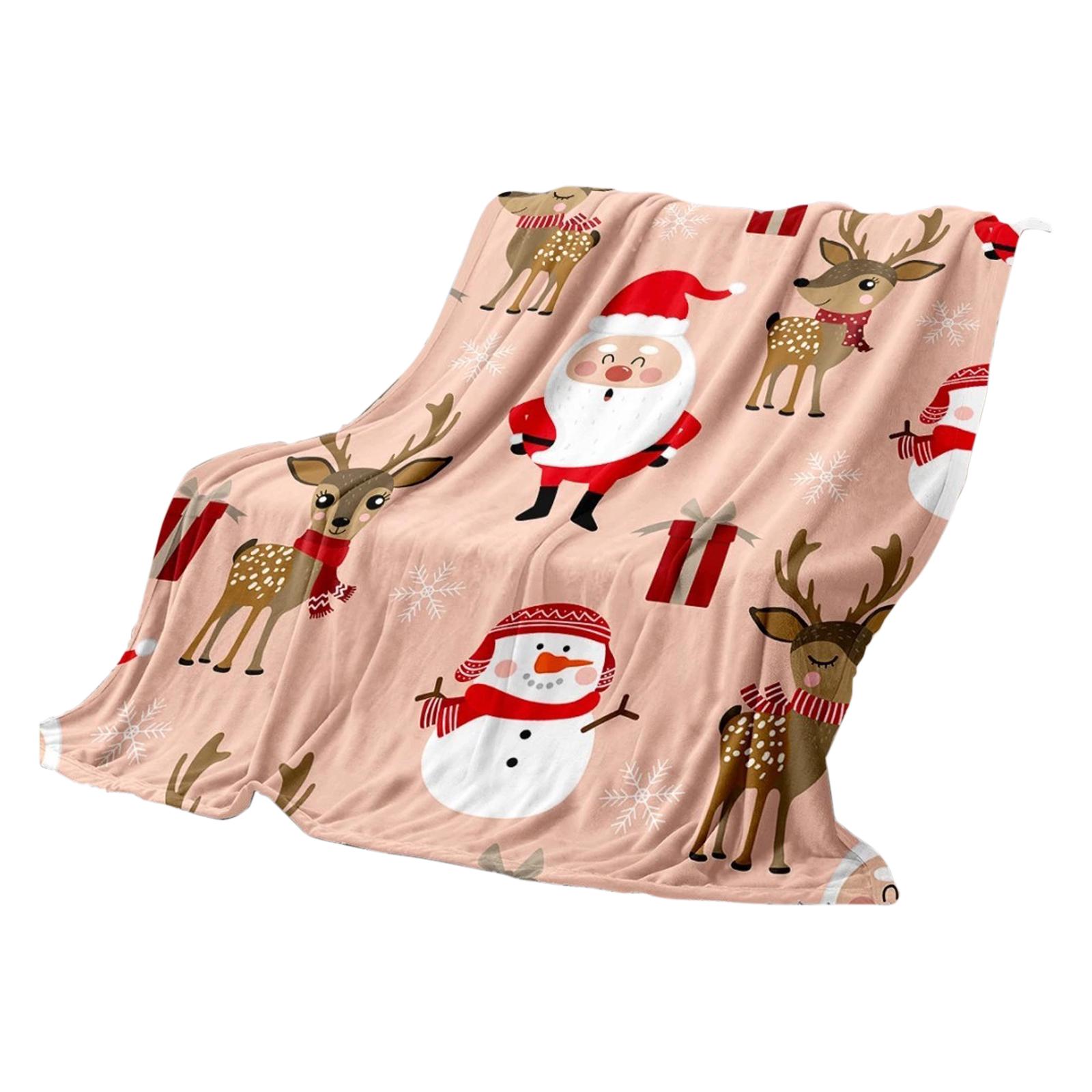 

100*150cm Christmas Flannel Printed Blanket Holiday Gift One Size