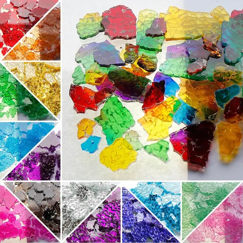 Bunte Eisbruch-Fragmente Kristallmosaik DIY Kreative Handgefertigte Mosaikkunst Farbige Gehärtetes Glas Transparente Partikel 100g