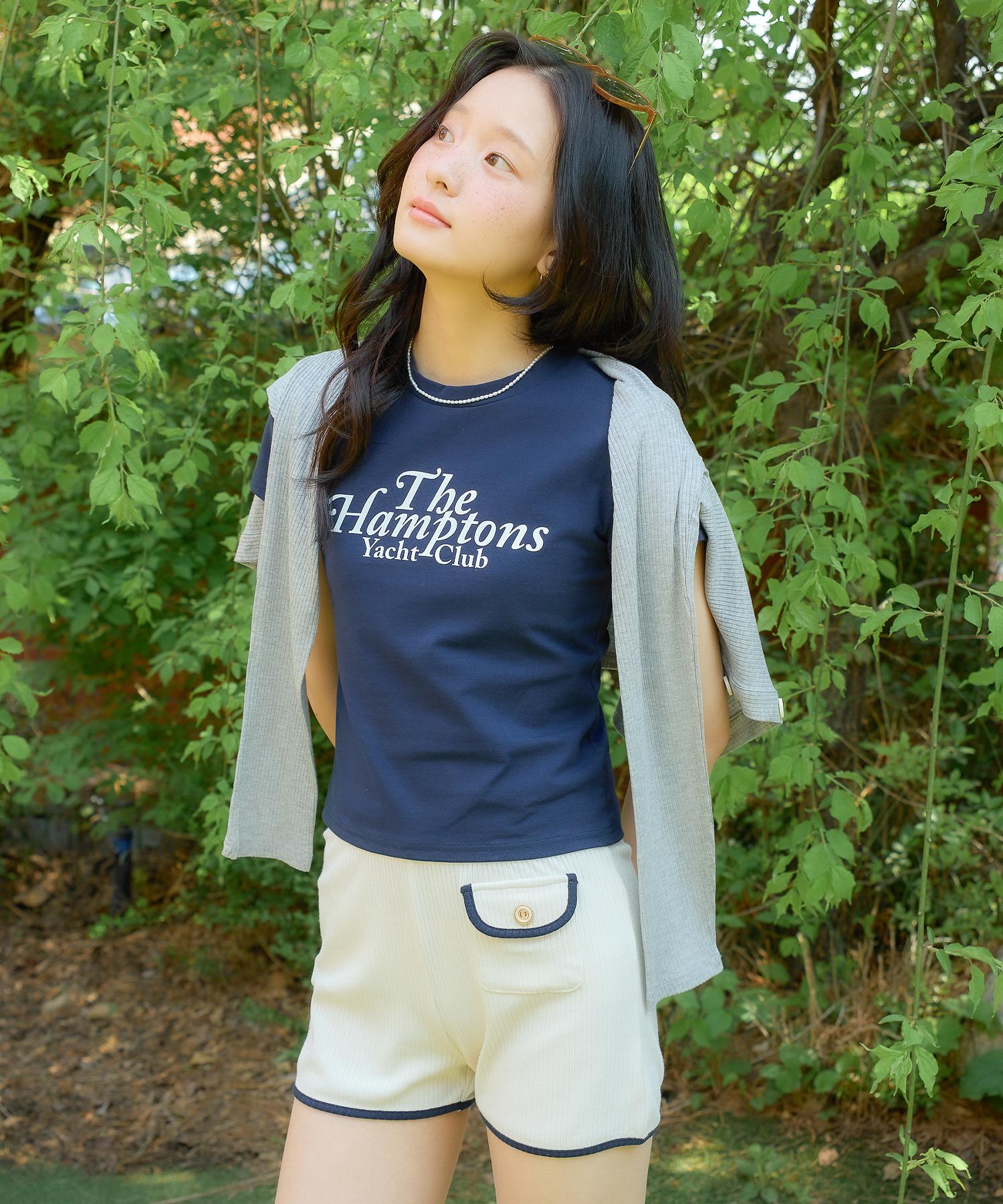 Salon De Yon Hampton Yacht Club Crop T_ Navy S