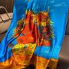 Van Gogh Oil Painting Silk Scarf Women Luxury Brand Sunflower Print Shawl Femme Summer Beach Sunscreen Wraps Long Hijab Foulard