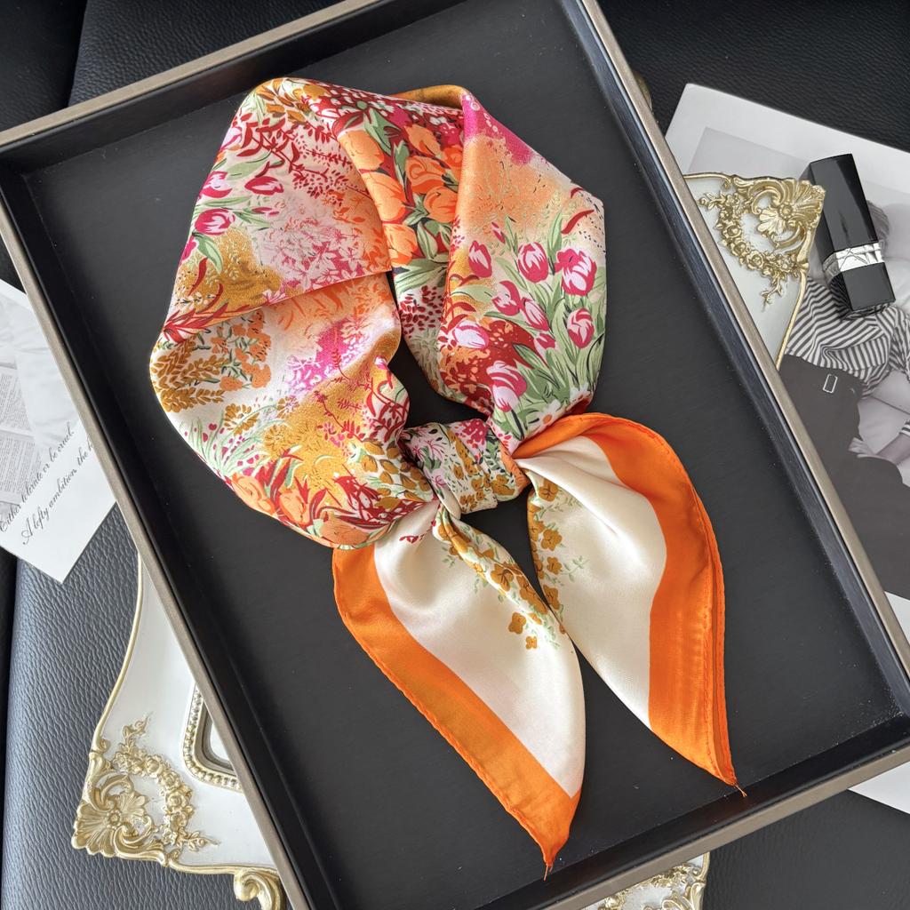 1Pc 70*70Cm Square Scarf Women Luxury Bandana Head Fashion Lady Hair Shawl Wrap Spring Summer Female Neckerchief Hijab