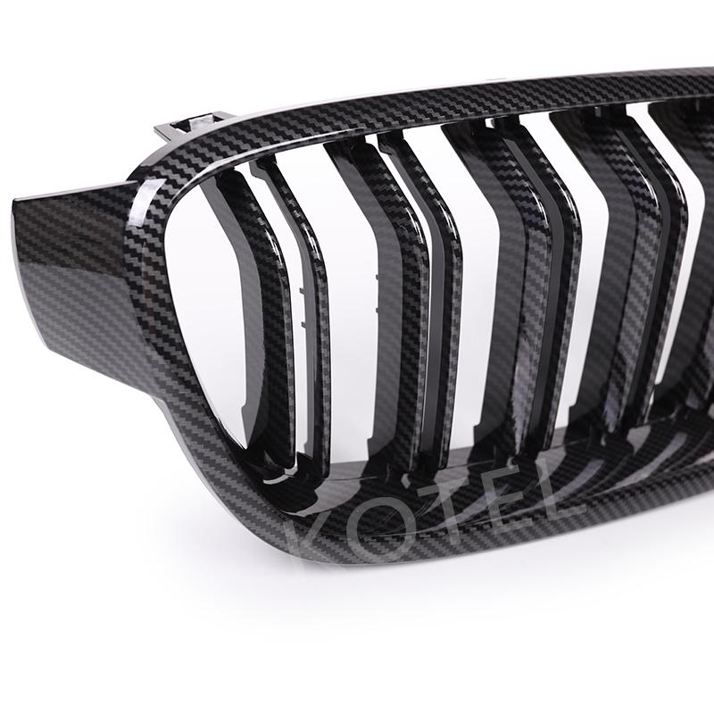 For BMW 3 Series F30 F31 F35 13-19 Carbon Fiber Double Slat Grills Front Kidney Grille Racing Bumper Cover Car Accessories