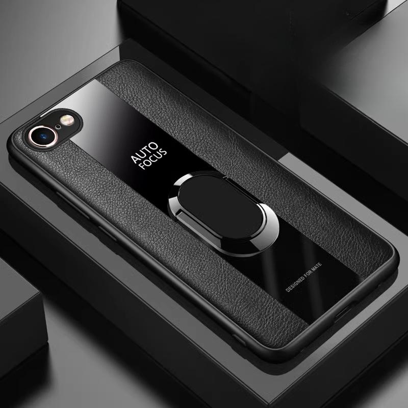 For iPhone 16E 16 E Magnetic Ring Stand Cover For iPhone SE 4 2025 5G Luxury PU Leather Soft Silicone Shockproof Cover Bumper