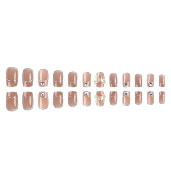 24 ks Umělé nástavce na nehty Odnímatelné rekvizity rozvržení Lehký Užitečný Stiskněte na motýla Plné umělé nehty pro krásu