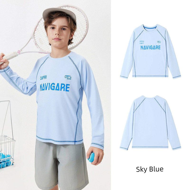 Navigare Italian Small Sailboat Children s Clothing for Boys and Girls 2026 New Spring Long-Sleeved T-Shirt Sports and Leisure Spring Sports-Blue 160