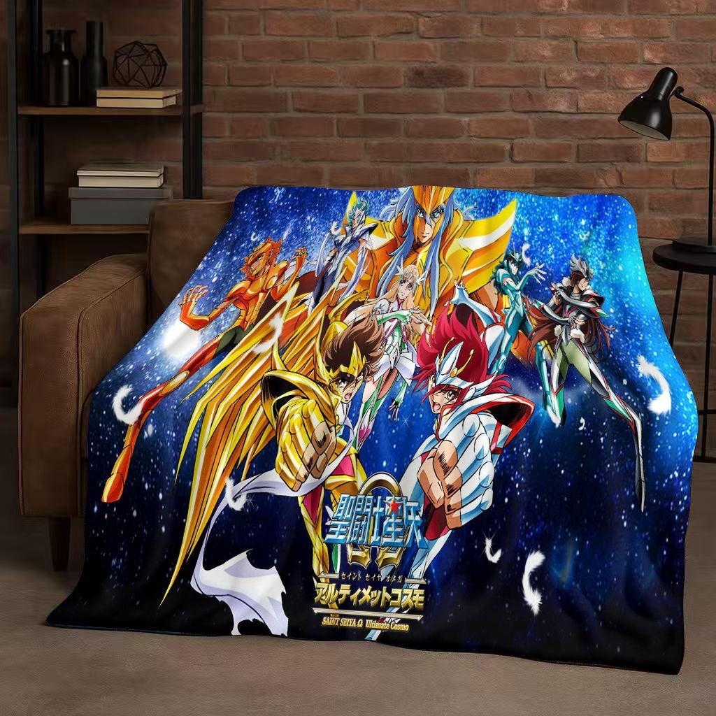 Classic Saint Seiya Shiryu Athena Cartoon Flannel Blanket,Ultra Soft Warm Plush Throw for Home Bedroom Bed Sofa Cover Travel Kid