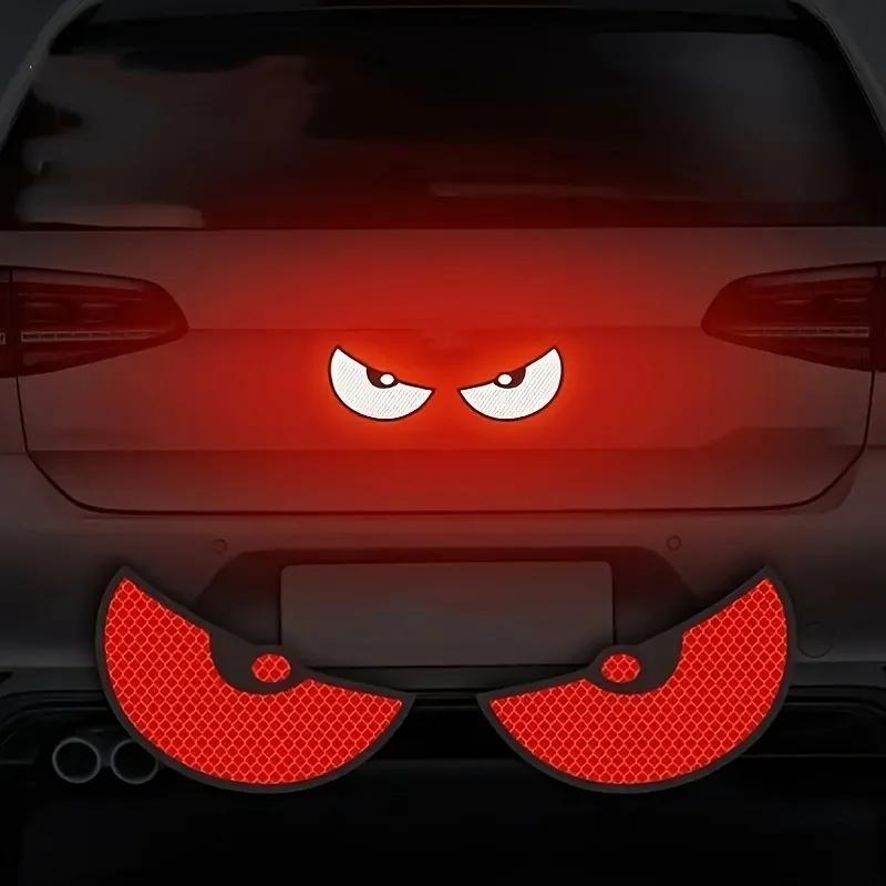2pcs/Set Reflective Car Stickers - Improve Your Vehicle's Visibility and Safety with Devil Eye Stickers