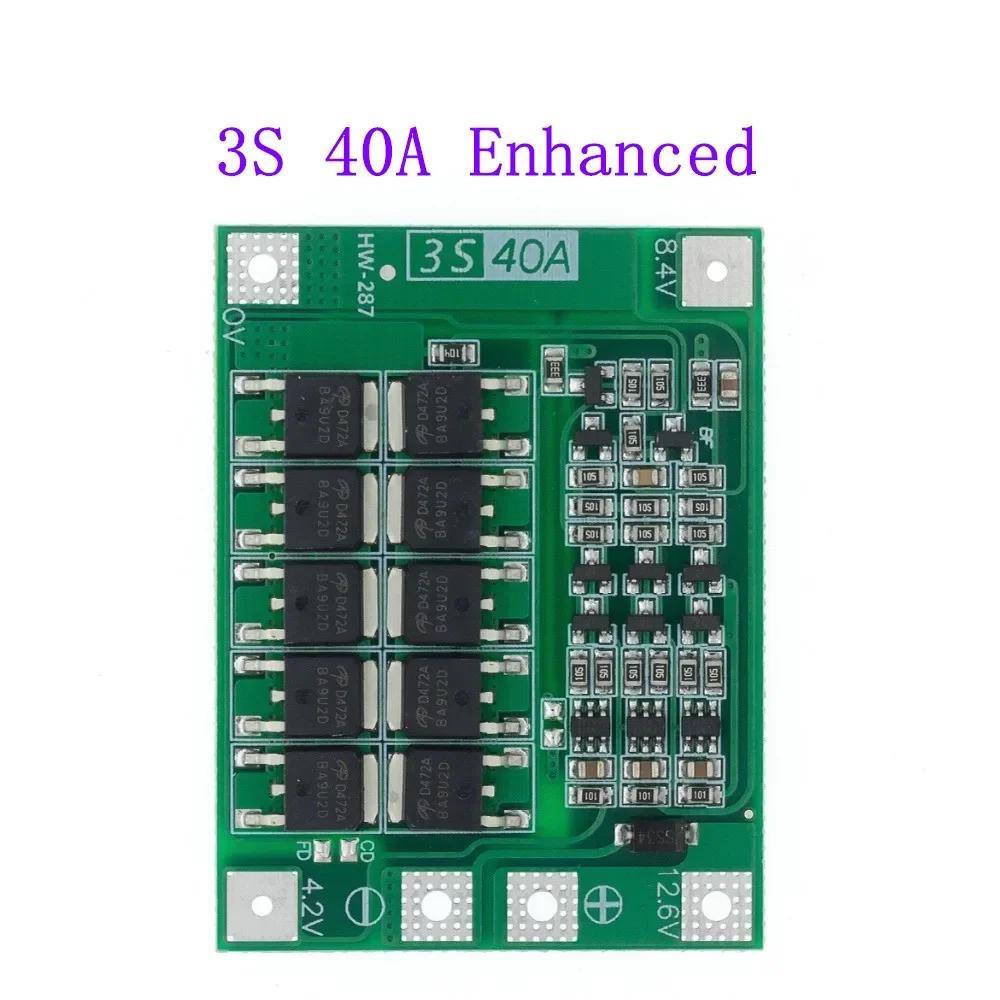 1pcs 3S 4S 40A Li-ion Lithium Battery Charger Protection Board 18650 BMS For Drill Motor 11.1V 14.8V 16.8V Enhance Balance