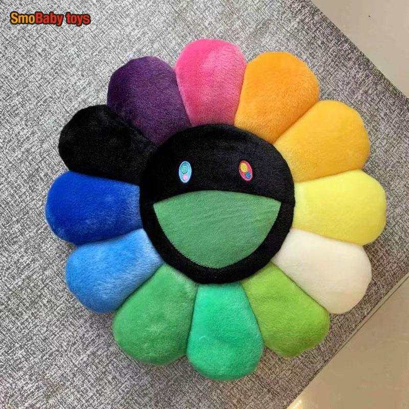 Rainbow Daisy Plush Pillow Sunflower Shaped Floor Game Mat Seat Cushion For Sofa Car Soft And Comfortable