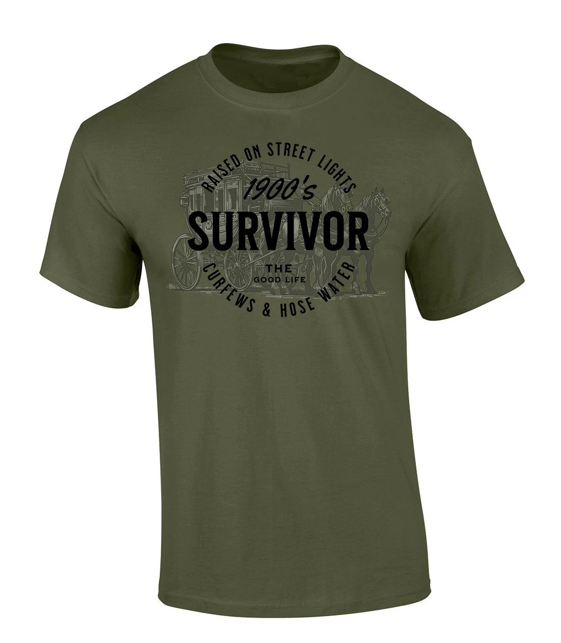 Trenz Shirt Company Mens Funny 1900 s Survivor Circle Short Sleeve T-Shirt S