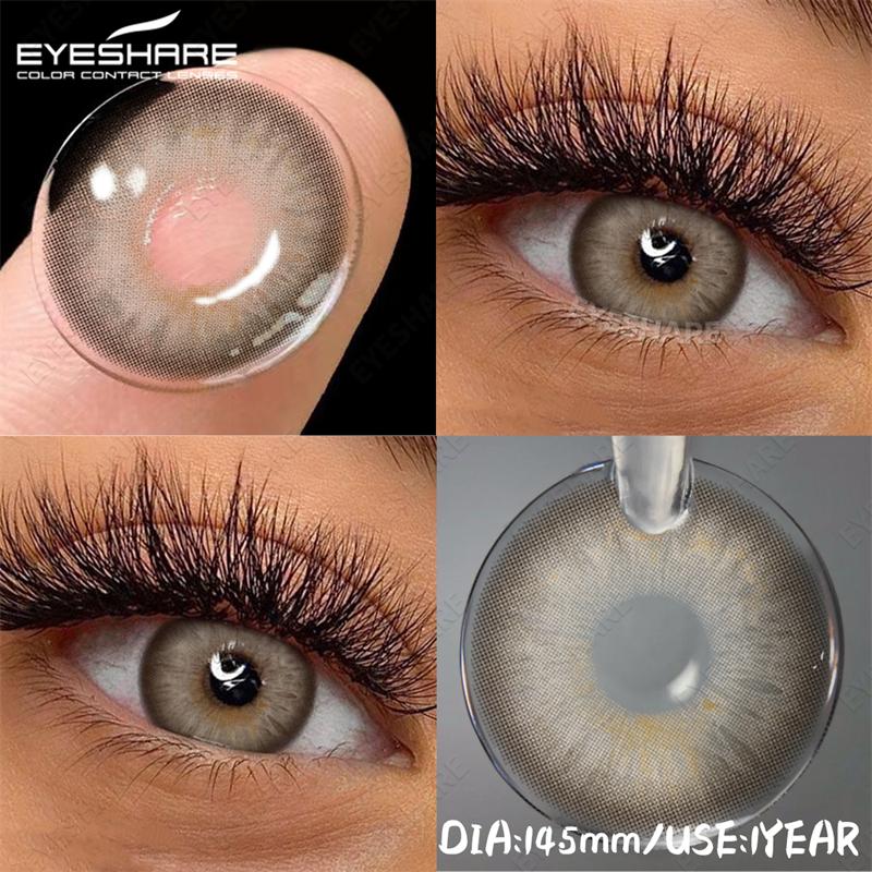 EYESHARE Color Contacts Lenses for Eyes 1Pair Blue Contact Gray Pupils Brown Eye Contacts Beauty Makeup Green Lenses Yearly