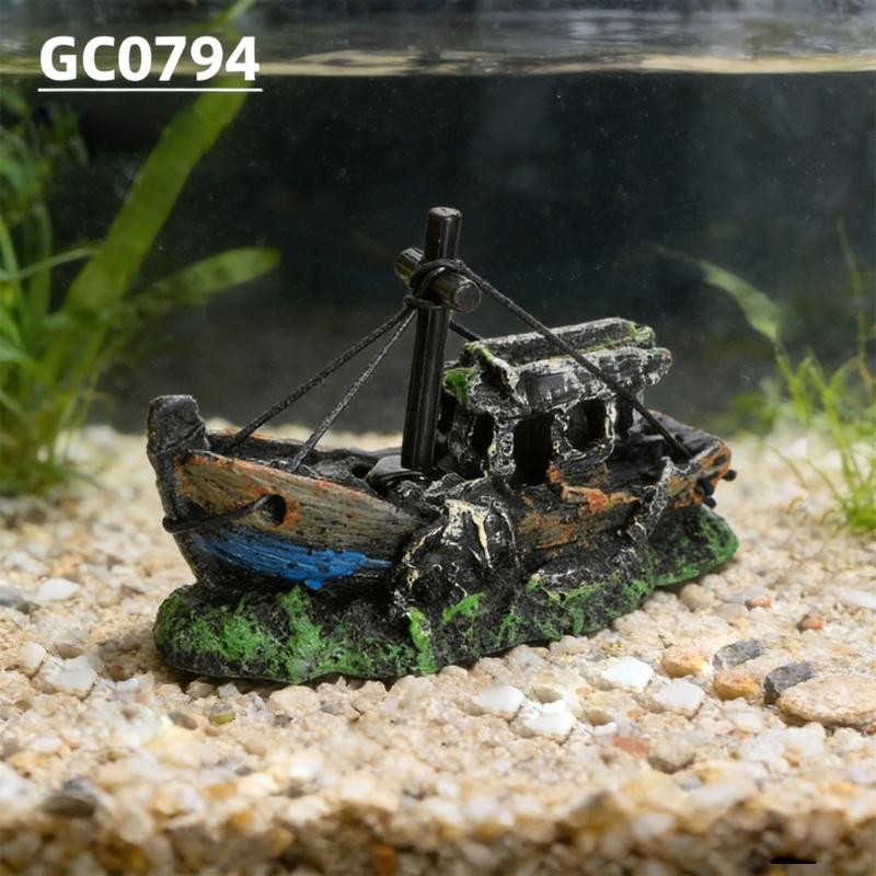 Handcrafted Fish Tanks Ornament Miniature Wrecked Ship Artificial Boats Aquariums Decoration for Underwater Sceneries