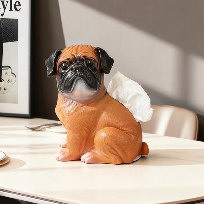 Creative Pug Tissue Box Paper Box Ornaments Luxury High-end Home Dining Table Living Room Coffee Table Desktop Decorations