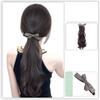 Natural Rhinestone Bowknot Curly Synthetic Ponytail Clip-on Wig Elegant Extension Hair Accessory