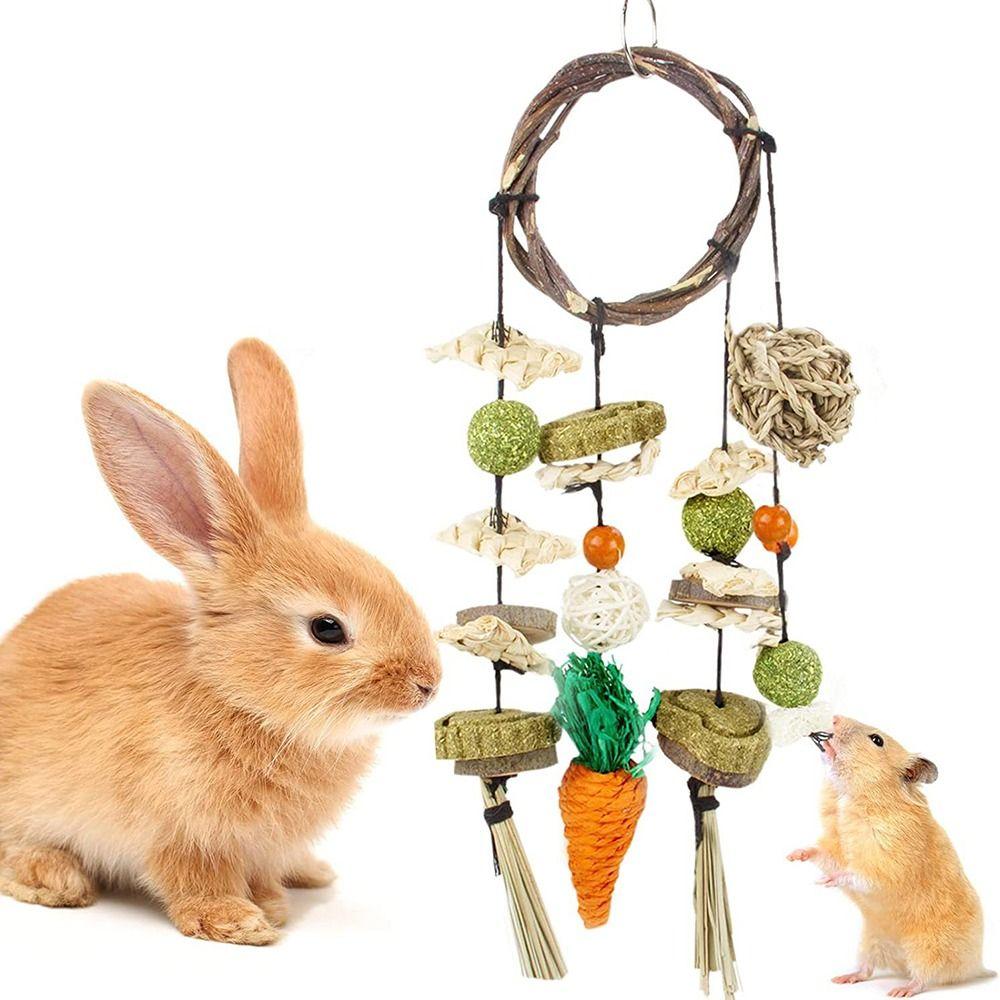 Grinding Natural Guinea Pigs Bunny Cage Accessories Molar Rattan Ring Buuny Chew Toy Rabbit Treats