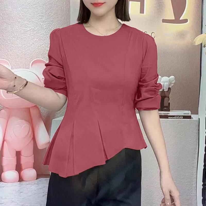 

ZANZEA Women Casual Round Neck Summer 3/4 Sleeve Irregular Hem Blouse 5XL камео розовый