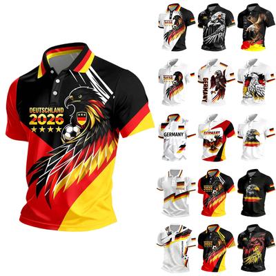 Men's Casual Printed Crew Neck Lightweight Breathable Polo Short Sleeve Shirt Suitable for Everyday Wear and Outdoor Activities