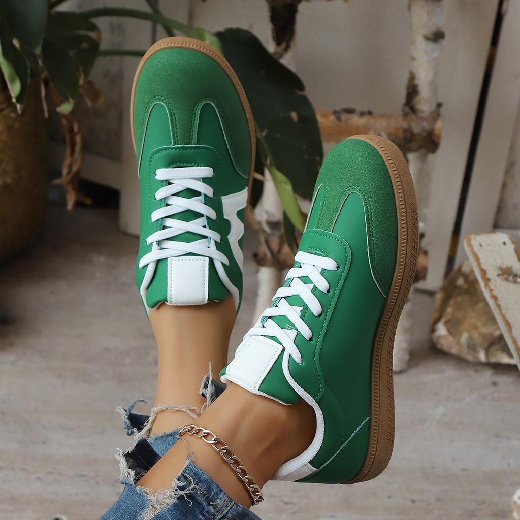 Fashion Lightweight Comfortable Sneakers for Women Fashion Striped Lace Up Sports Shoes Woman Casual Breathable Green Sneakers Plus Size