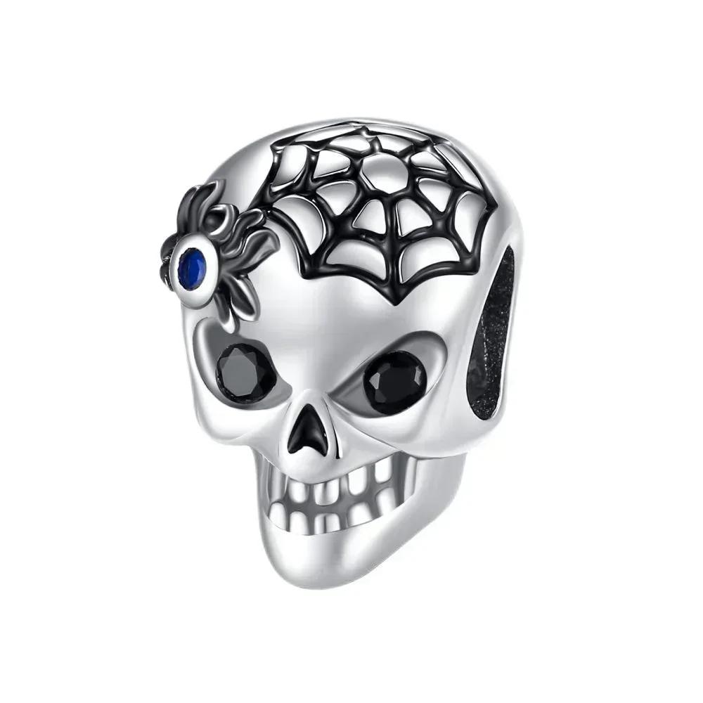 Halloween Copper Skull Charm Luminous Pumpkin Ghost Clown Bead Pendant Ring Necklace Bracelet Diy Jewelry Gift