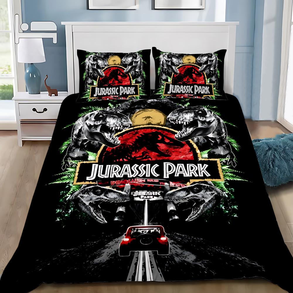 Heet J-Jurassic Dinosaurus Park Wereld Dekbedovertrek Kussensloop Dinosaurus Beddengoed Set Volwassen Jongen Meisje Slaapkamer Decoratie Enkel Dubbel